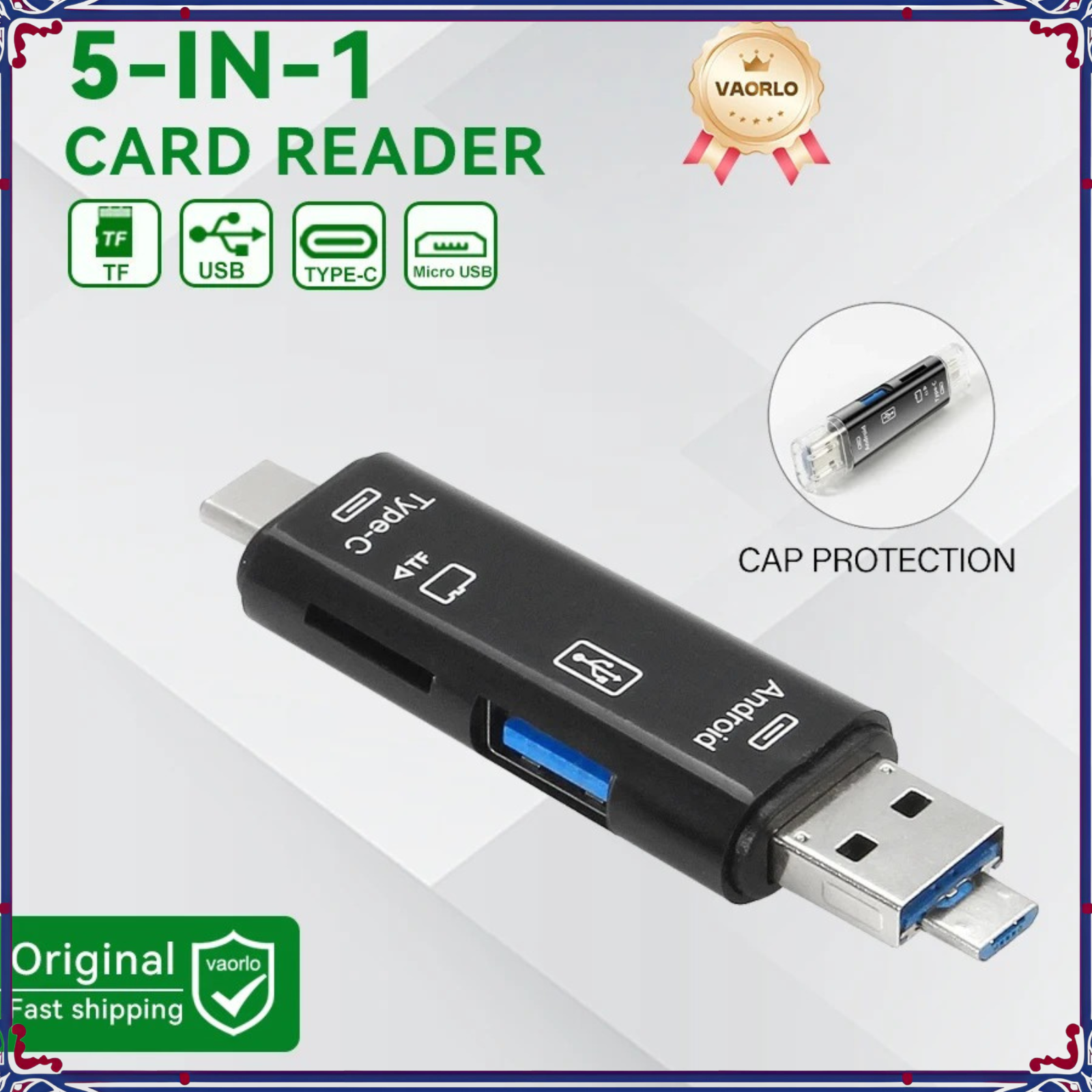 Type-C OTG 6-in-1 USB 3.0 Card Reader U Disk Flash Drive Multi Memory Adapter