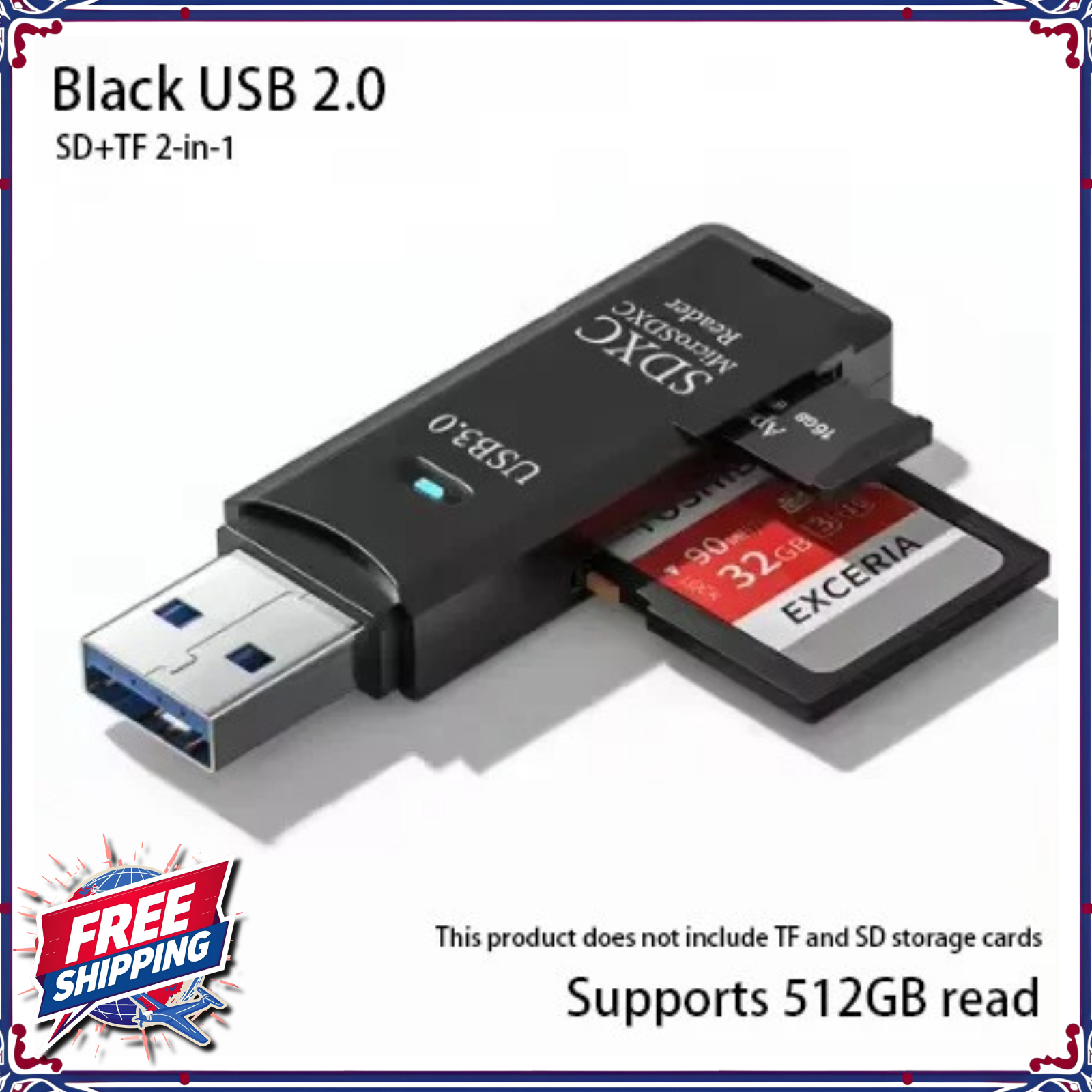 Card Reader Adapter USB 3.0 Stick for Micro SD SDXC TF Cards High-Speed Reader