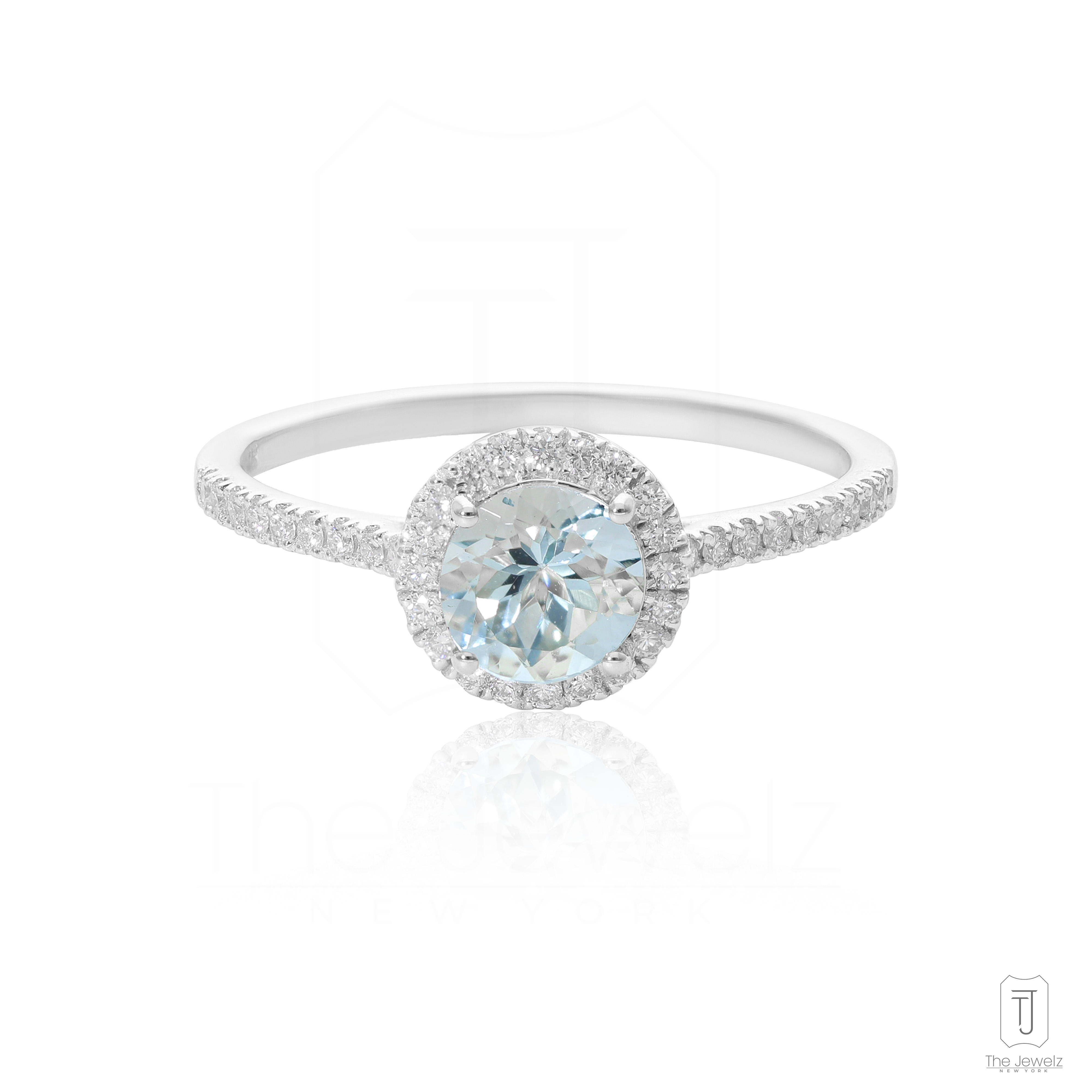 14k Gold Natural Aquamarine and Diamond Eternity Love Ring-Mother's Day Gift🎁 - Picture 15 of 15