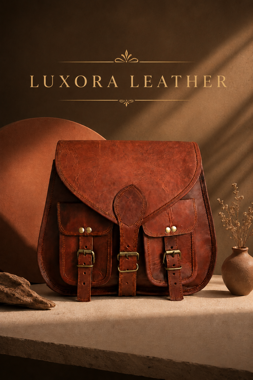 Vintage genuine leather crossbody bag for women