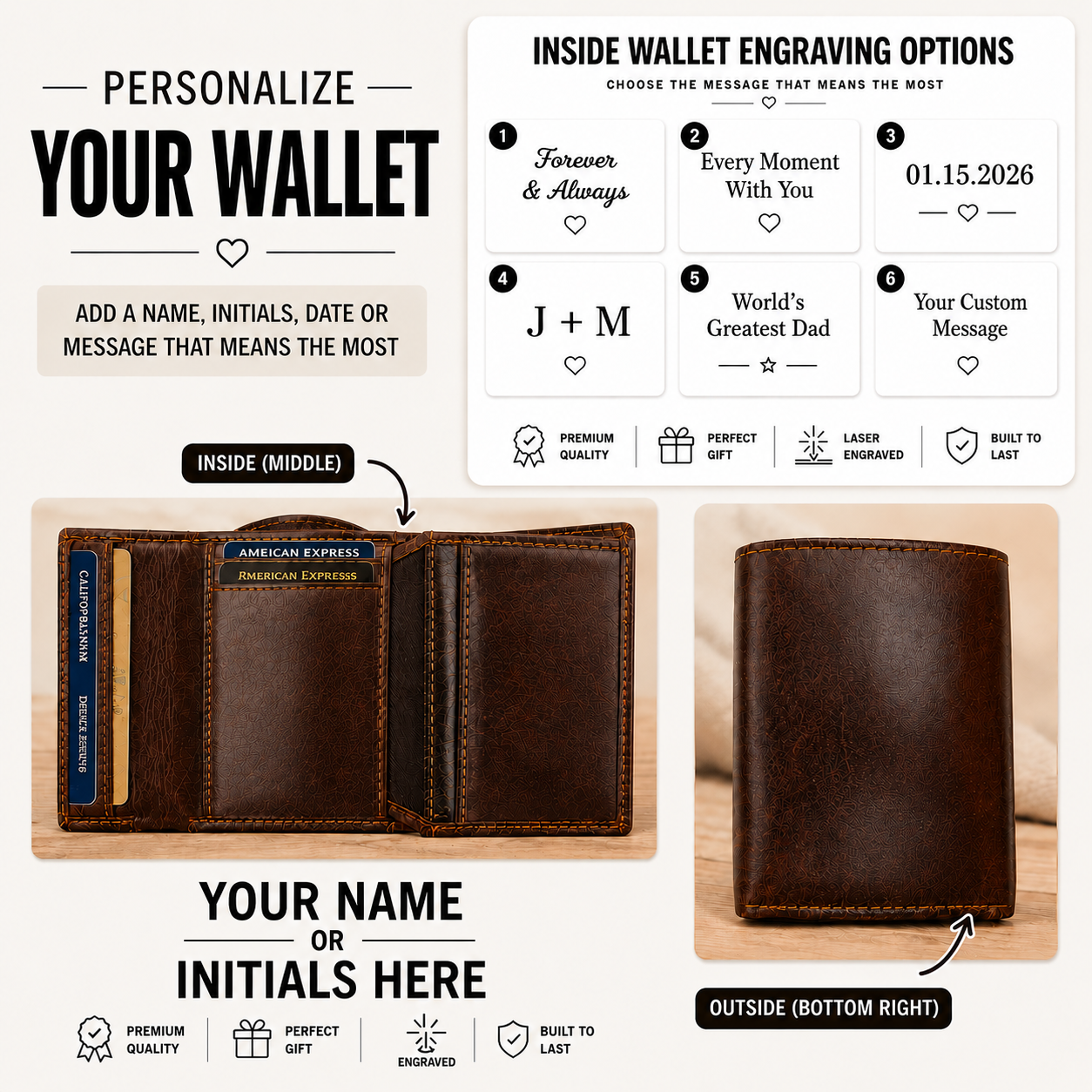 Custom engraving wallet example