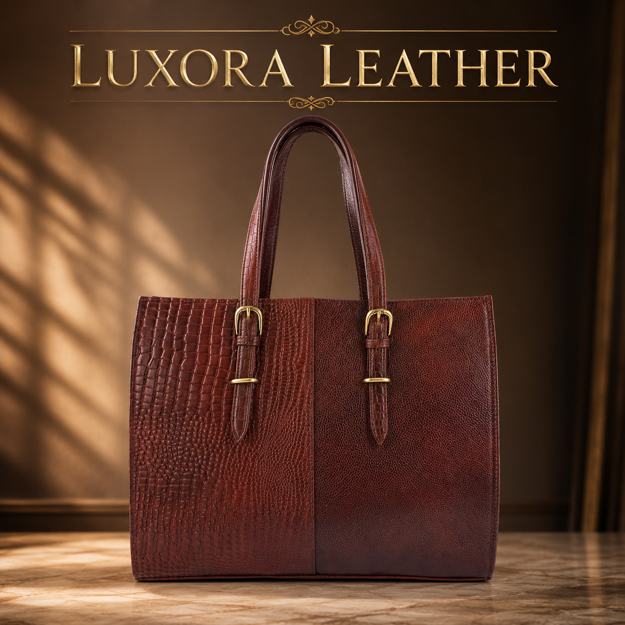 Genuine leather tote bag