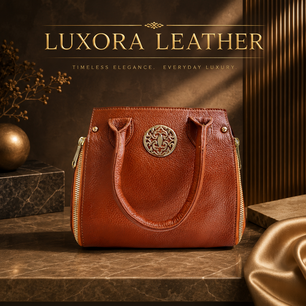 Genuine leather tote bag for women