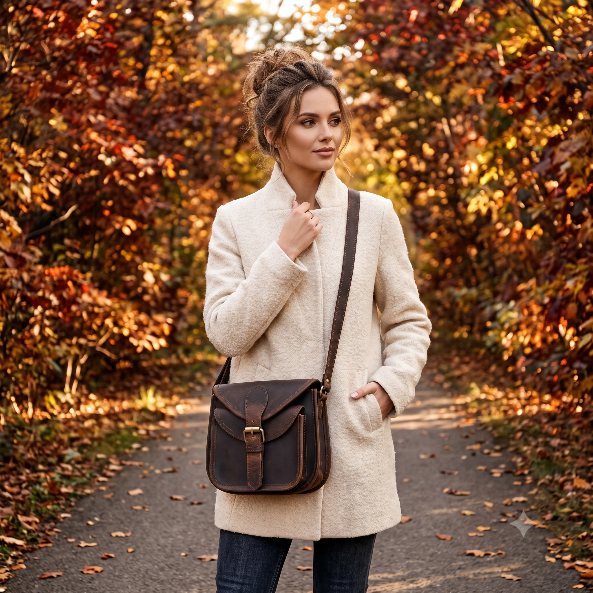 Women leather crossbody satchel image 2
