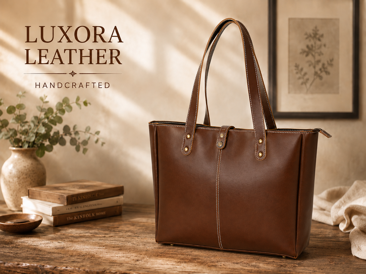Luxora Leather brown leather tote bag