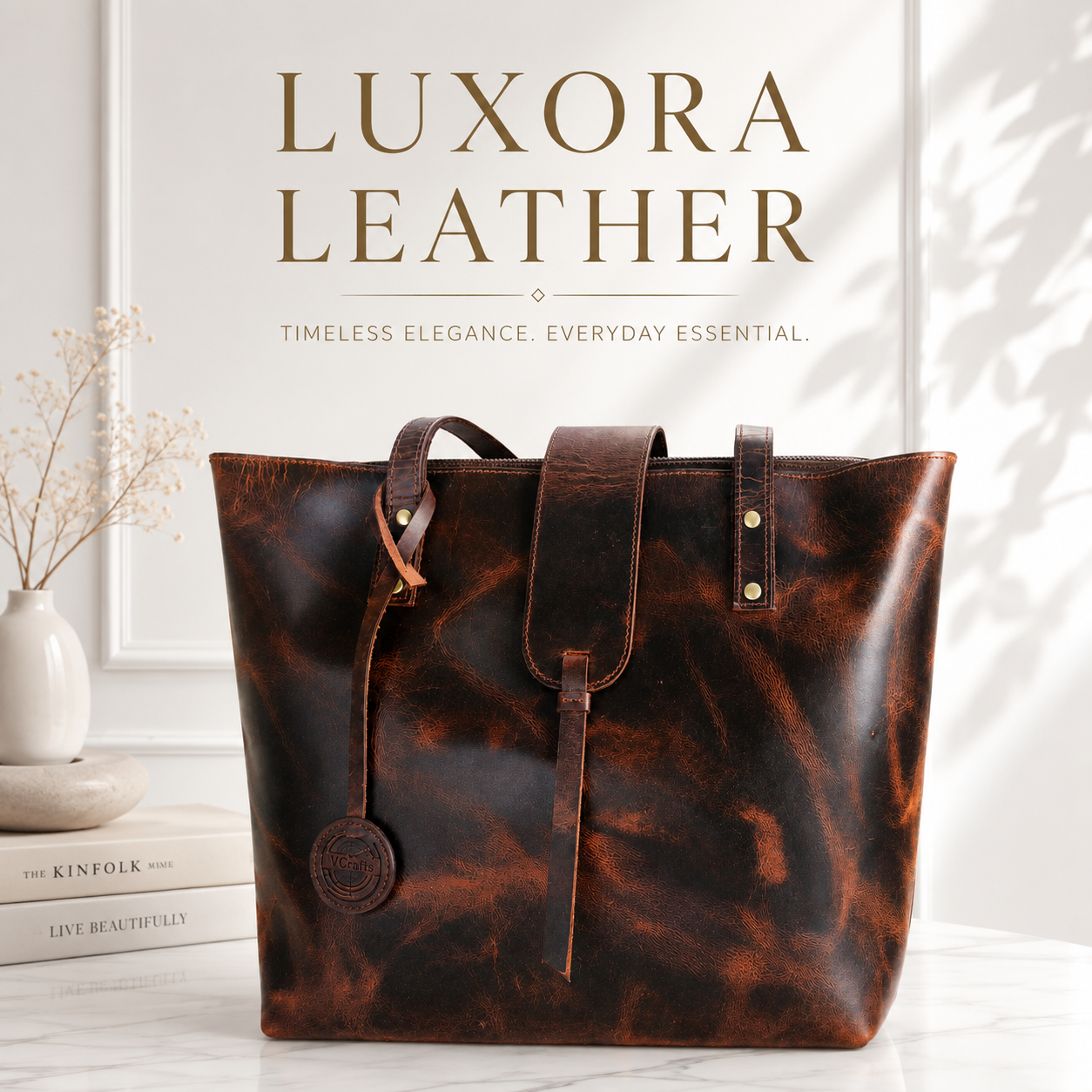 Genuine leather women's tote bag