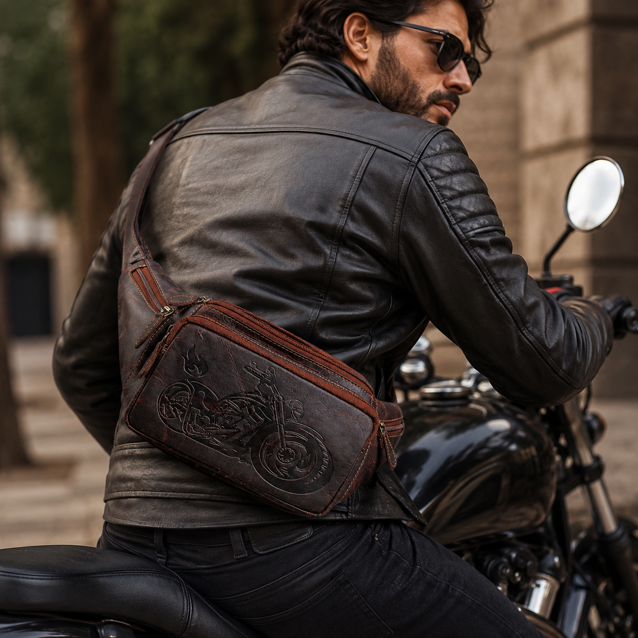 Genuine leather fanny pack