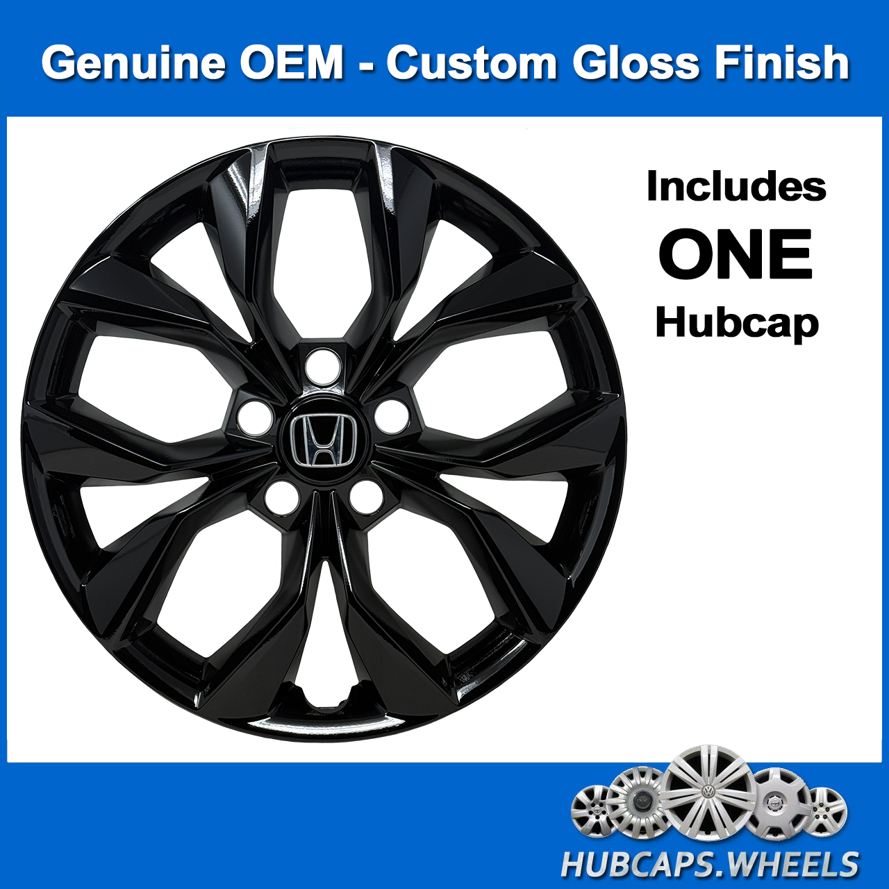 Hubcap for 2023-2025 Honda CR-V Genuine OEM Custom Gloss Black 17-inch 55105 - Picture 2 of 6