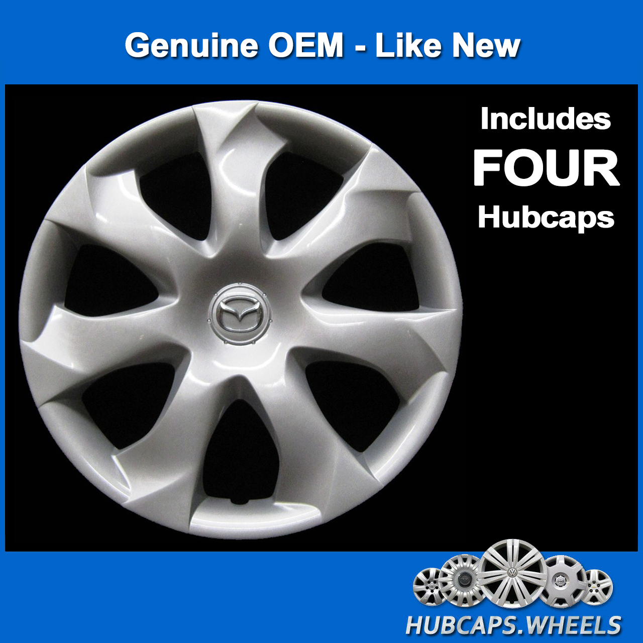 Hubcap Set for Mazda CX-3, Mazda3 2014-2022 Genuine OEM 16-in Wheel Cover 56557 - Picture 2 of 6