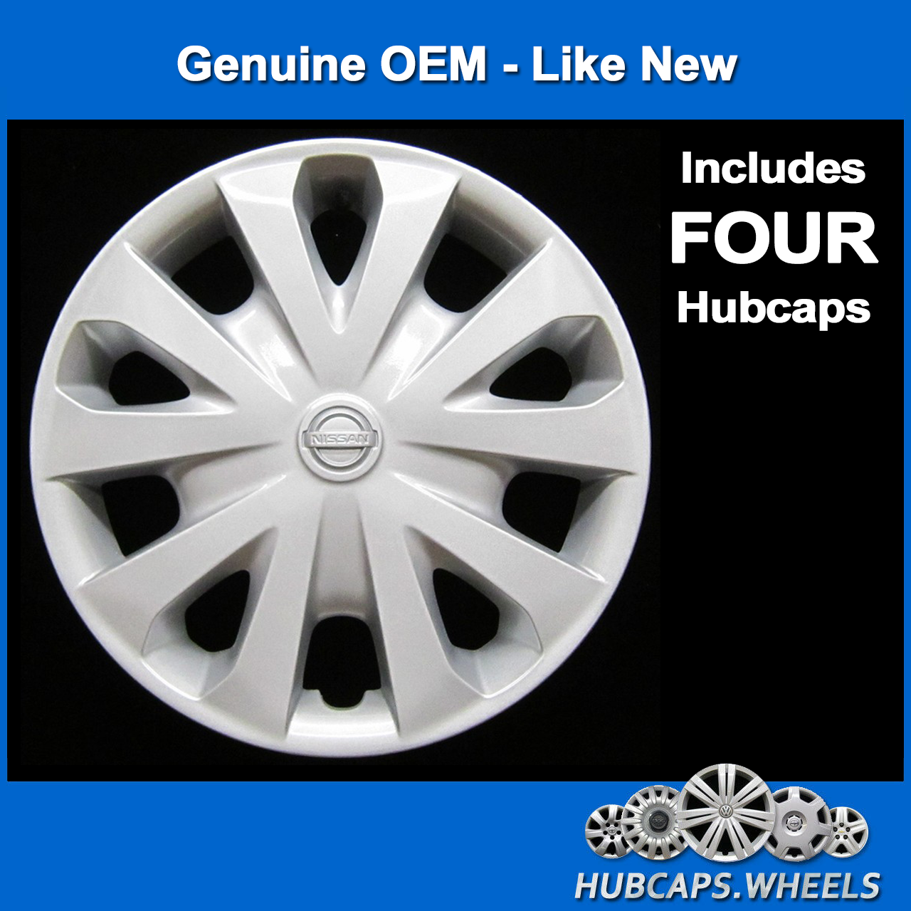 Hubcap Set Nissan Versa 2012-2019 Genuine OEM 15-inch Wheel Cover Silver 53087 - Picture 2 of 6