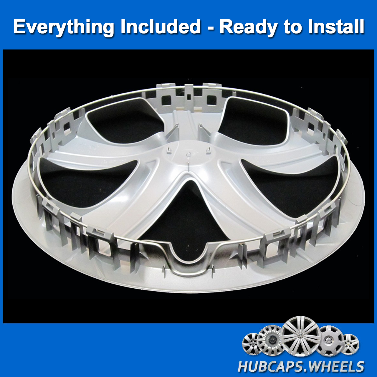 Hubcap Set for Honda Civic 2016-2024 Custom Gloss Black 16-inch 55099 - Picture 4 of 6