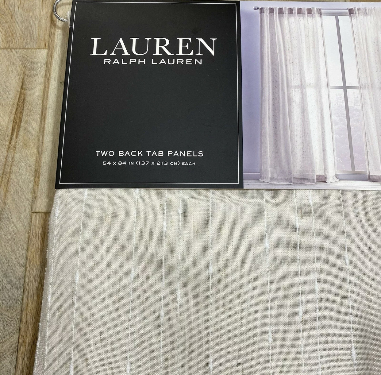 Ralph Lauren 54 x 84 Linen Marley Natural Beige Window Curtains Striped Stripes - Picture 3 of 10