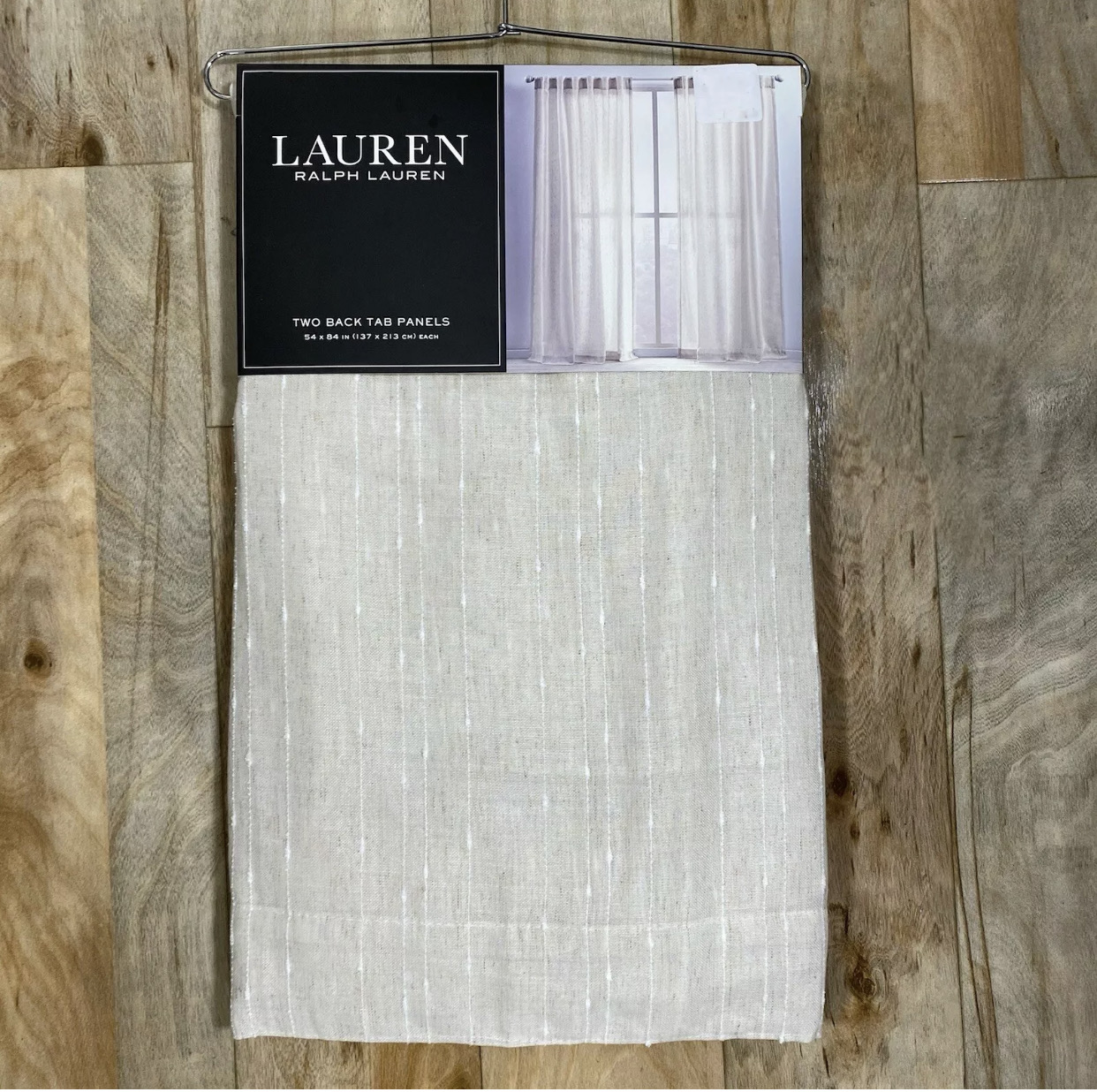 Ralph Lauren 54 x 84 Linen Marley Natural Beige Window Curtains Striped Stripes - Picture 2 of 10