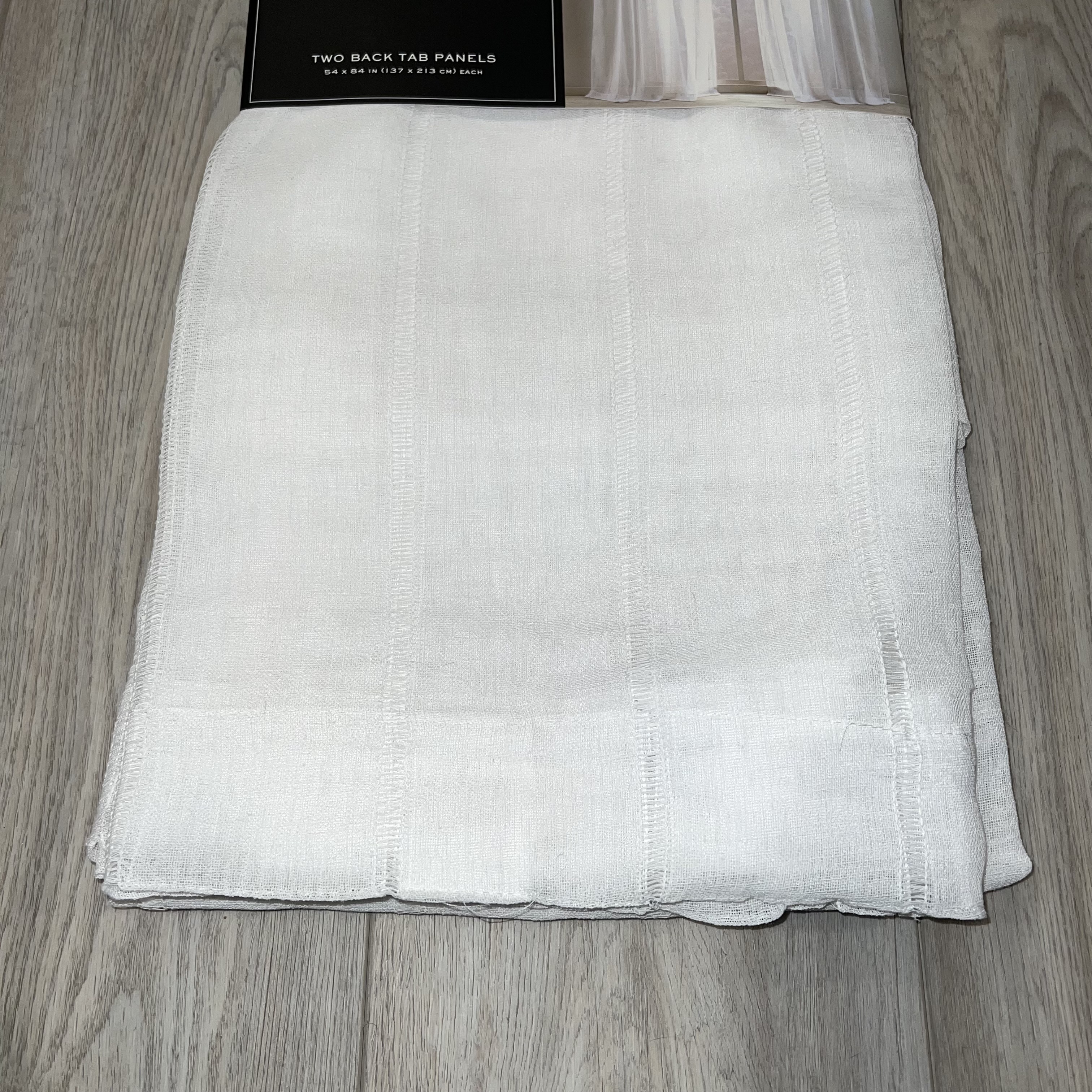 2 Panels - Ralph Lauren 54 x 84 in. Hamilton White Back Tab Curtains Striped - Picture 3 of 8
