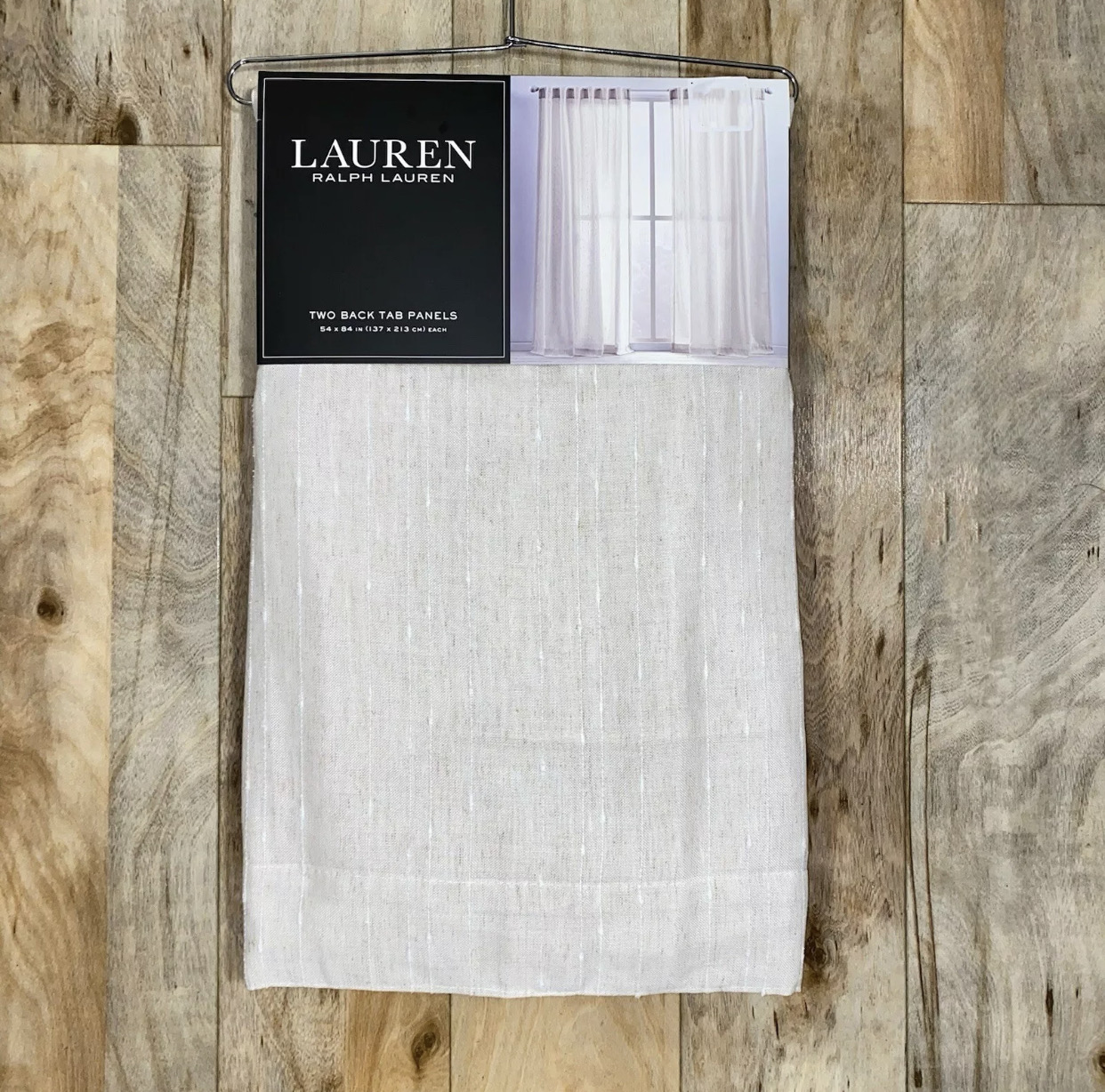 Ralph Lauren 54 x 84 Linen Marley Natural Beige Window Curtains Striped Stripes - Picture 7 of 10