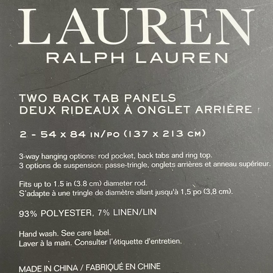 Ralph Lauren 54 x 84 Linen Marley Natural Beige Window Curtains Striped Stripes - Picture 6 of 10