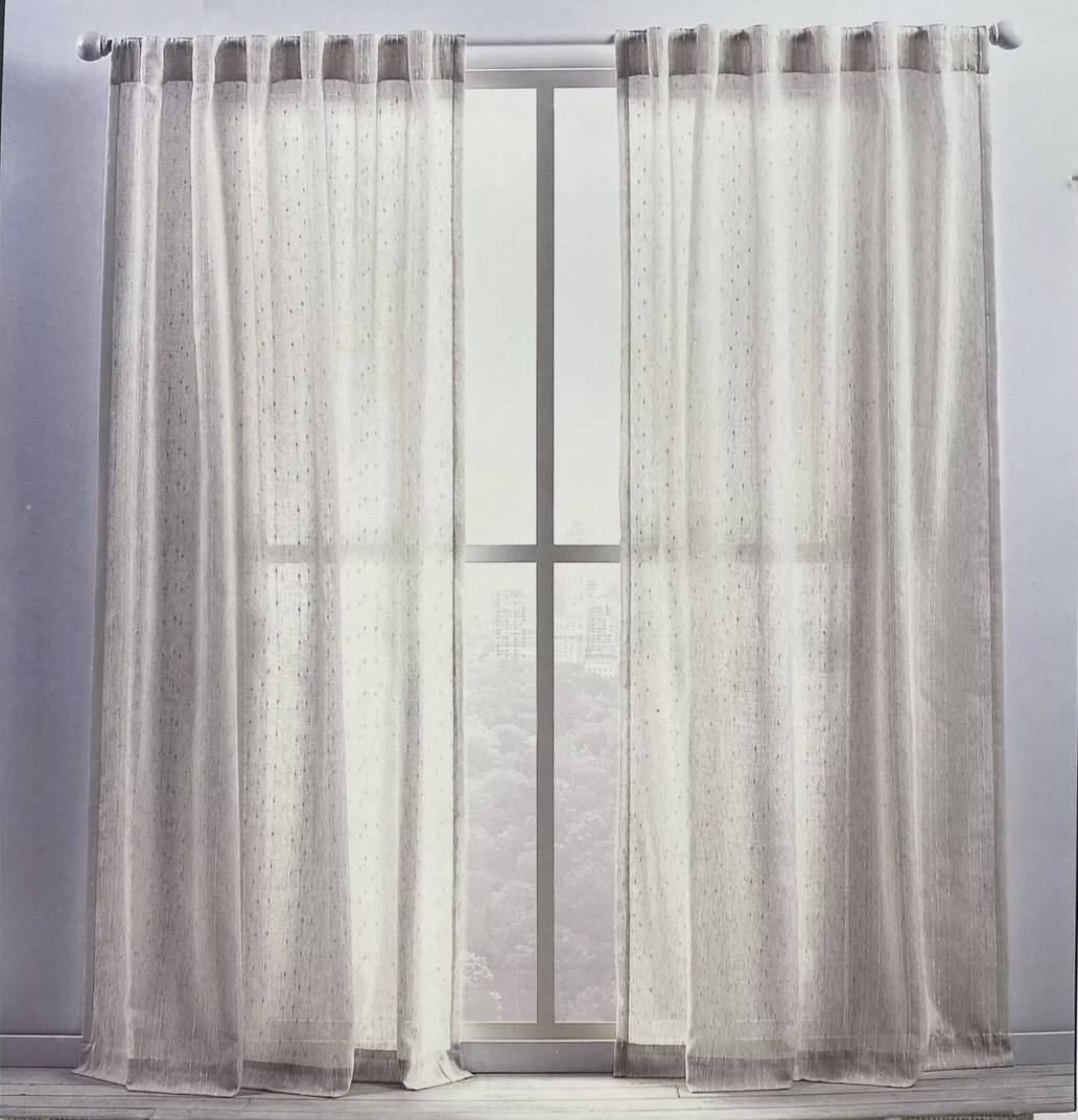 Ralph Lauren 54 x 84 Linen Marley Natural Beige Window Curtains Striped Stripes - Picture 4 of 10