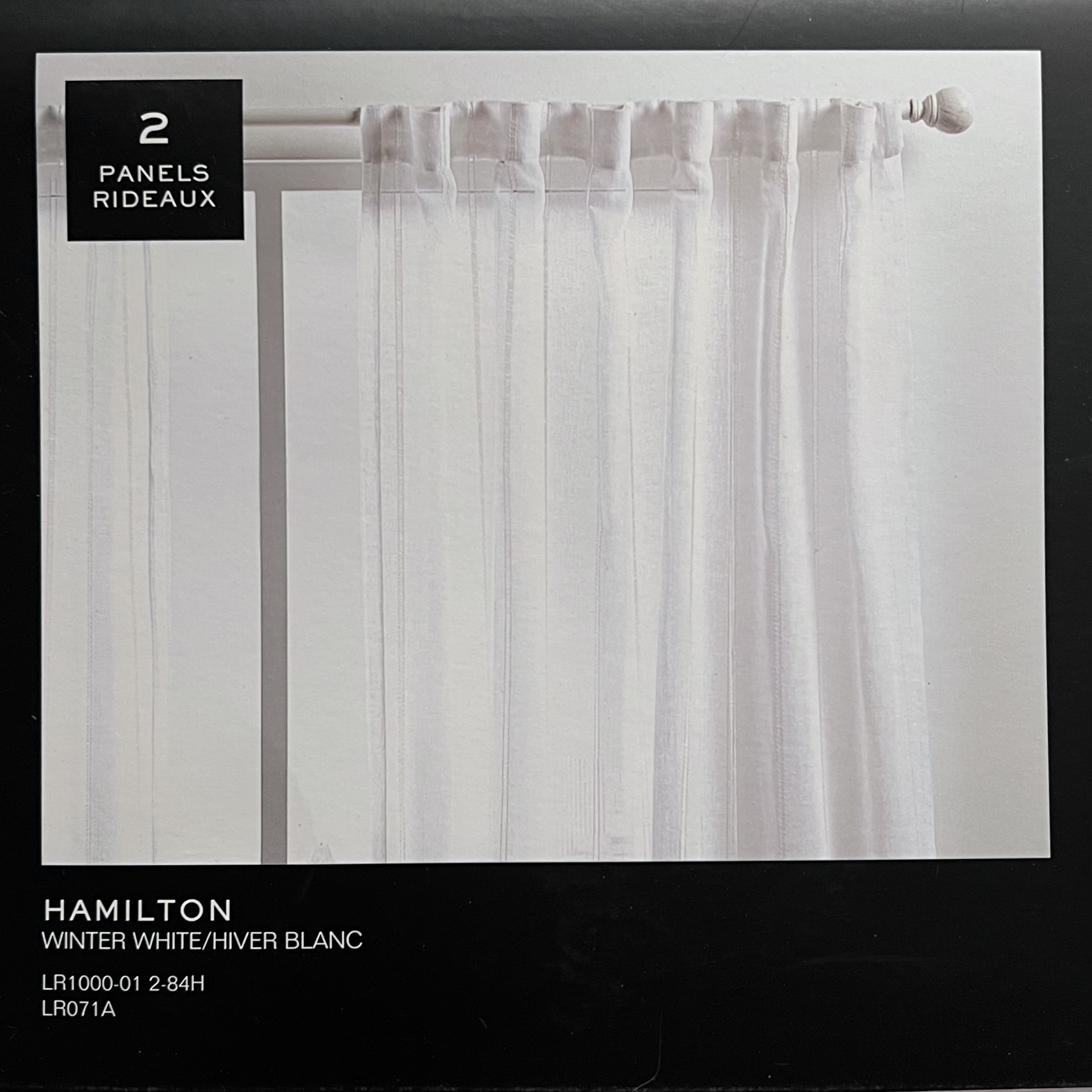 2 Panels - Ralph Lauren 54 x 84 in. Hamilton White Back Tab Curtains Striped - Picture 7 of 8
