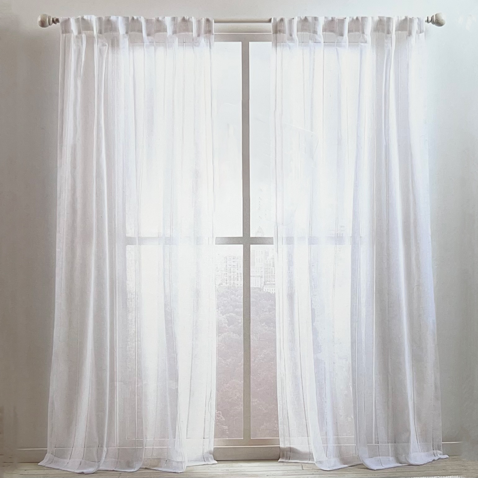 2 Panels - Ralph Lauren 54 x 84 in. Hamilton White Back Tab Curtains Striped - Picture 4 of 8