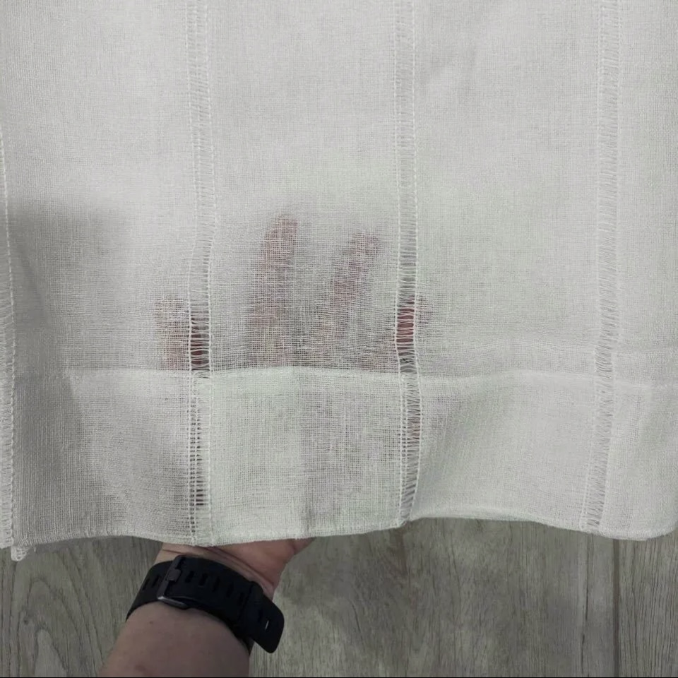 2 Panels - Ralph Lauren 54 x 84 in. Hamilton White Back Tab Curtains Striped - Picture 6 of 8