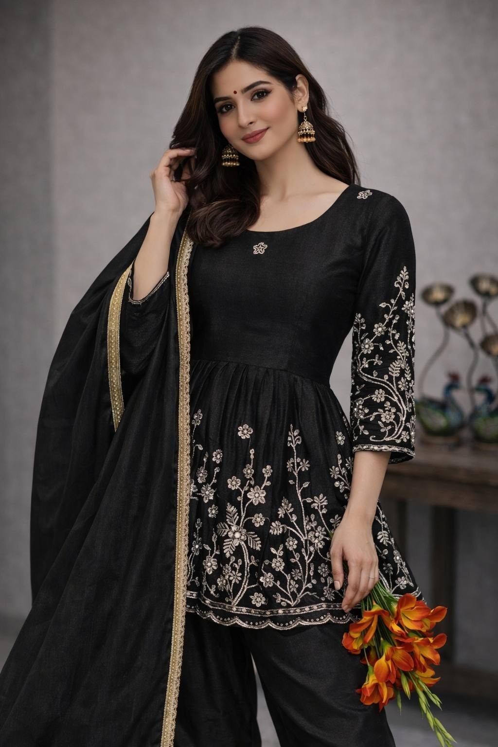 Premium Pakistani Salwar Kameez Set Heavy Chinon Silk Embroidered Suit Party
