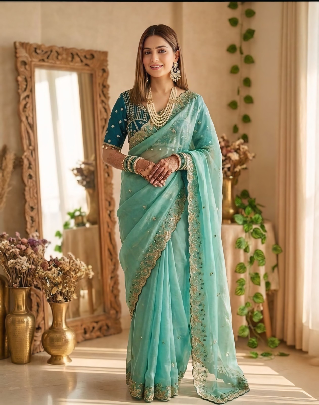 Designer Sari Bollywood Bridal Silk Saree Blouse South Indian Wedding Ready Made