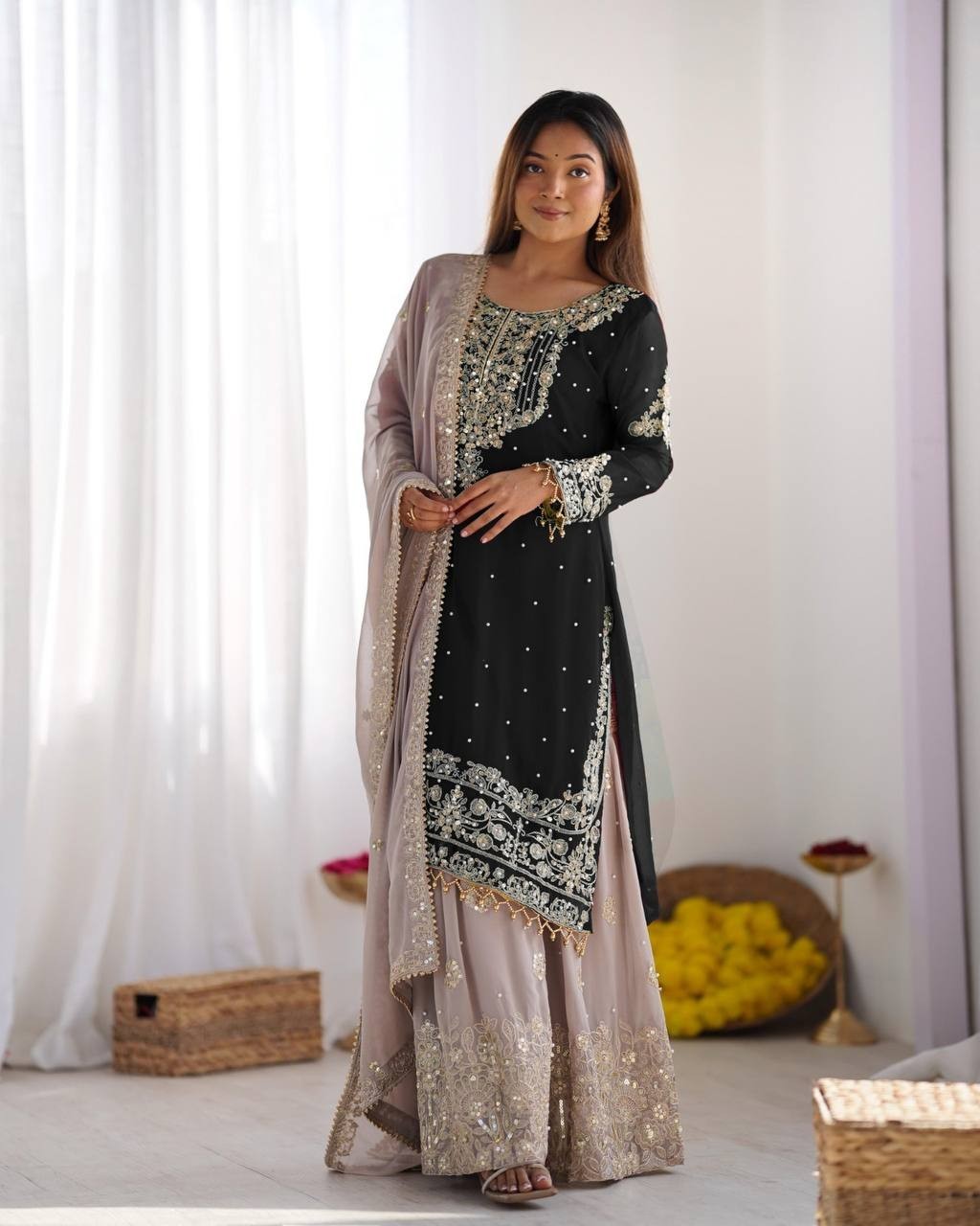 Faux Georgette Readymade Salwar Kameez Suit Indian Party Wear Dress Stitched