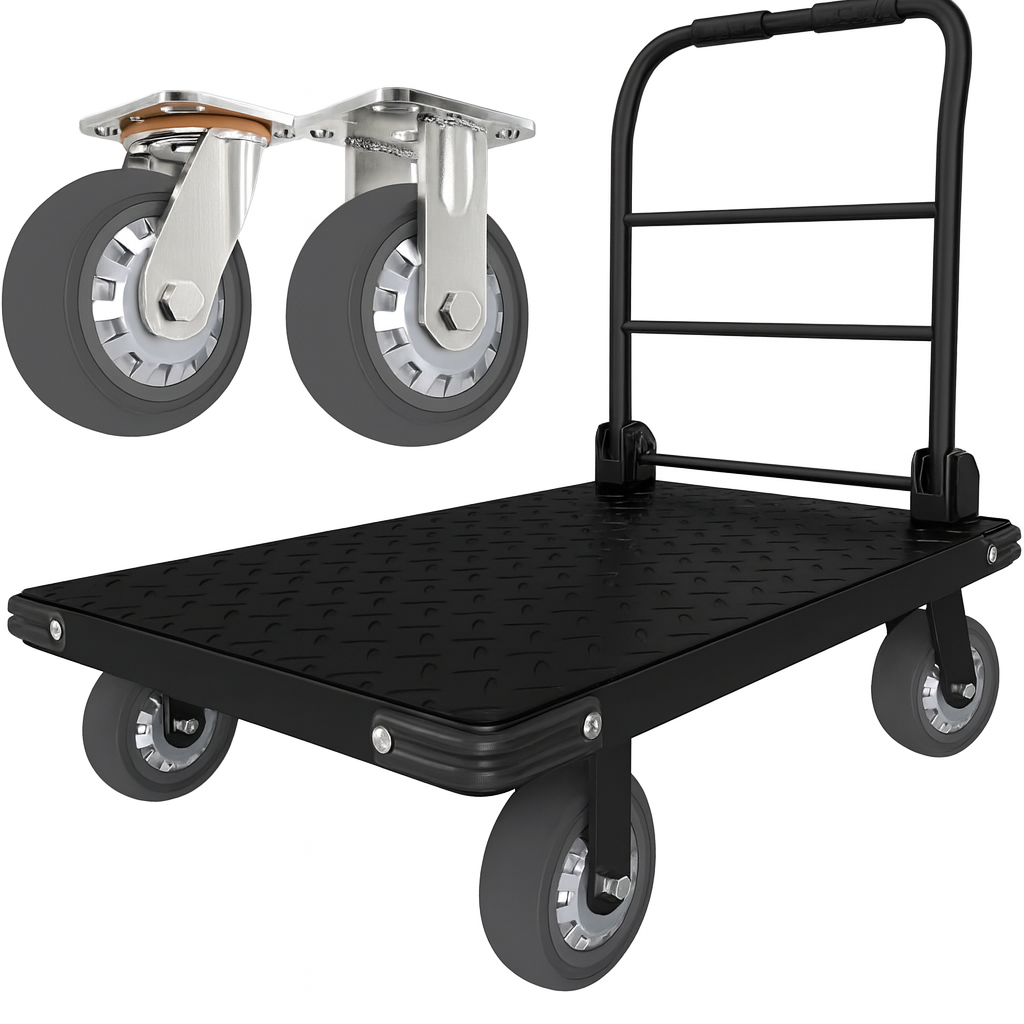 Folding Dolly Cart Hand Heavy Duty Truck Utility Trolley Black Silver