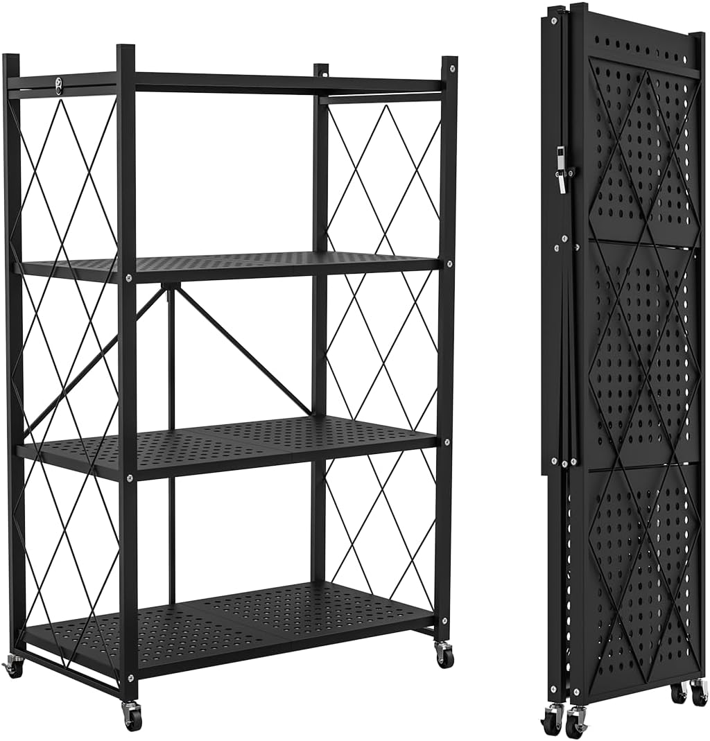 3/4/5-Tier Heavy-Duty Storage Rack – Foldable Shelving Wheels Kitchen & Garage - Picture 7 of 16