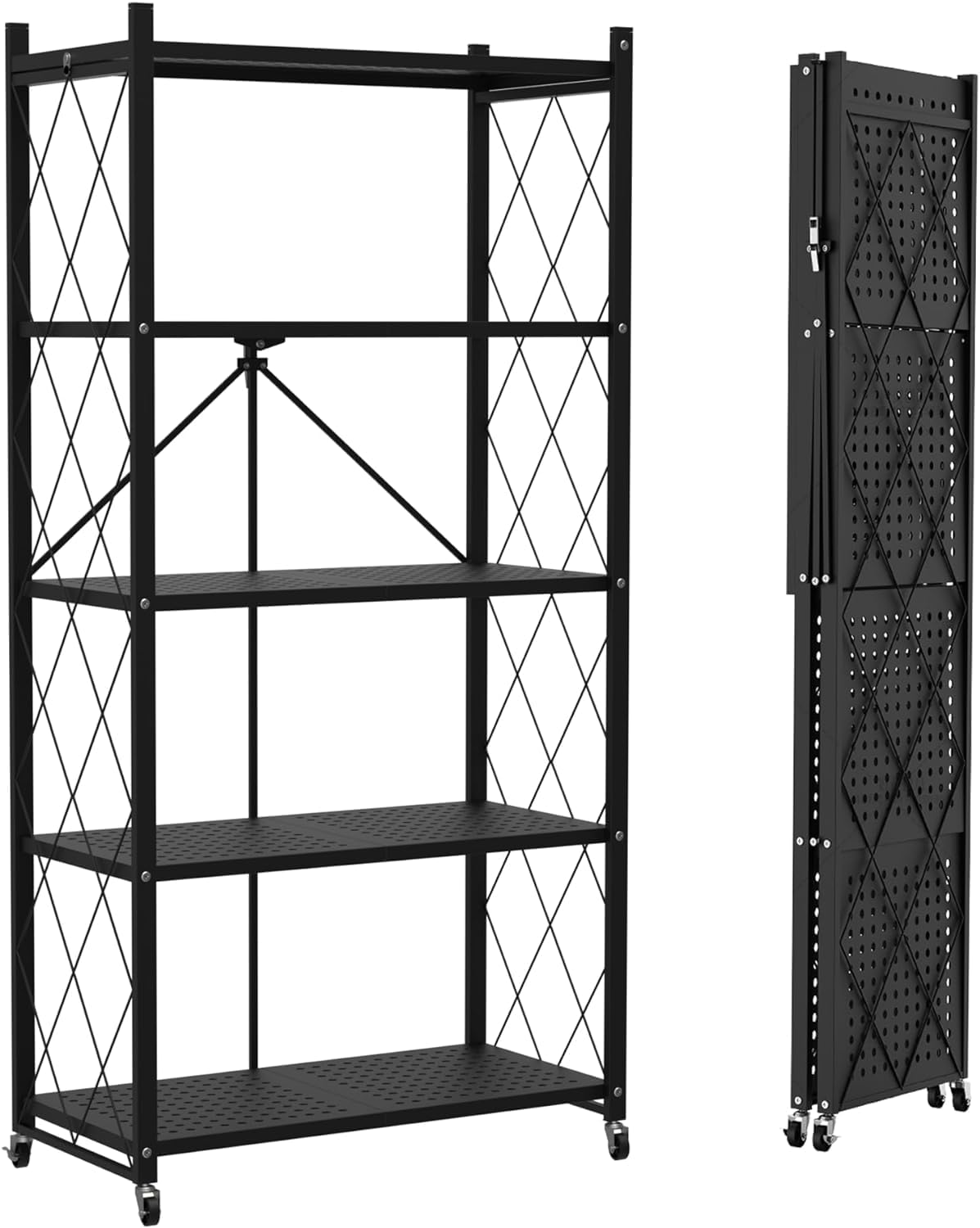 3/4/5-Tier Heavy-Duty Storage Rack – Foldable Shelving Wheels Kitchen & Garage - Picture 9 of 16