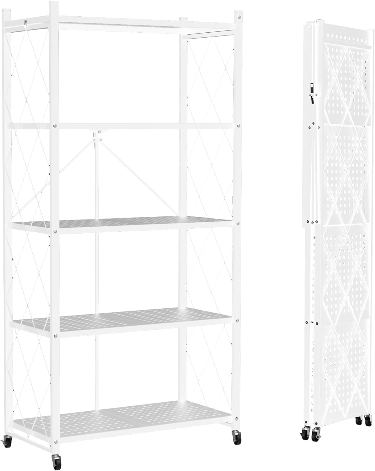 3/4/5-Tier Heavy-Duty Storage Rack – Foldable Shelving Wheels Kitchen & Garage - Picture 15 of 16
