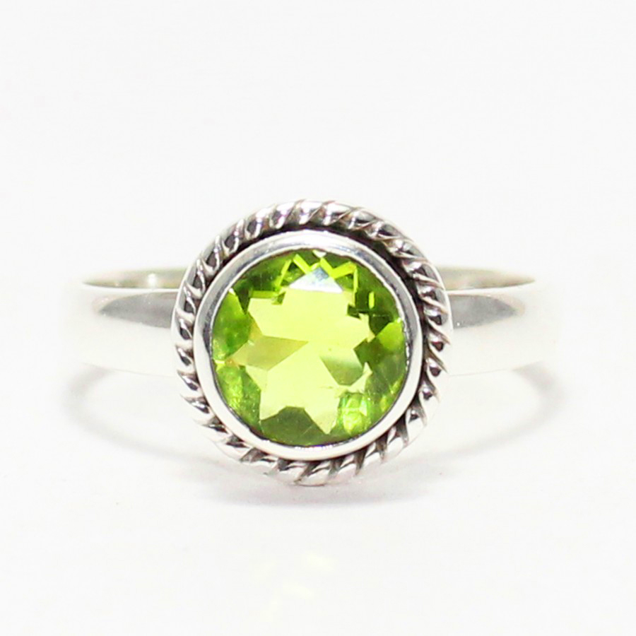 925 Sterling Silver Peridot Ring Handmade Jewelry Gemstone Birthstone Ring