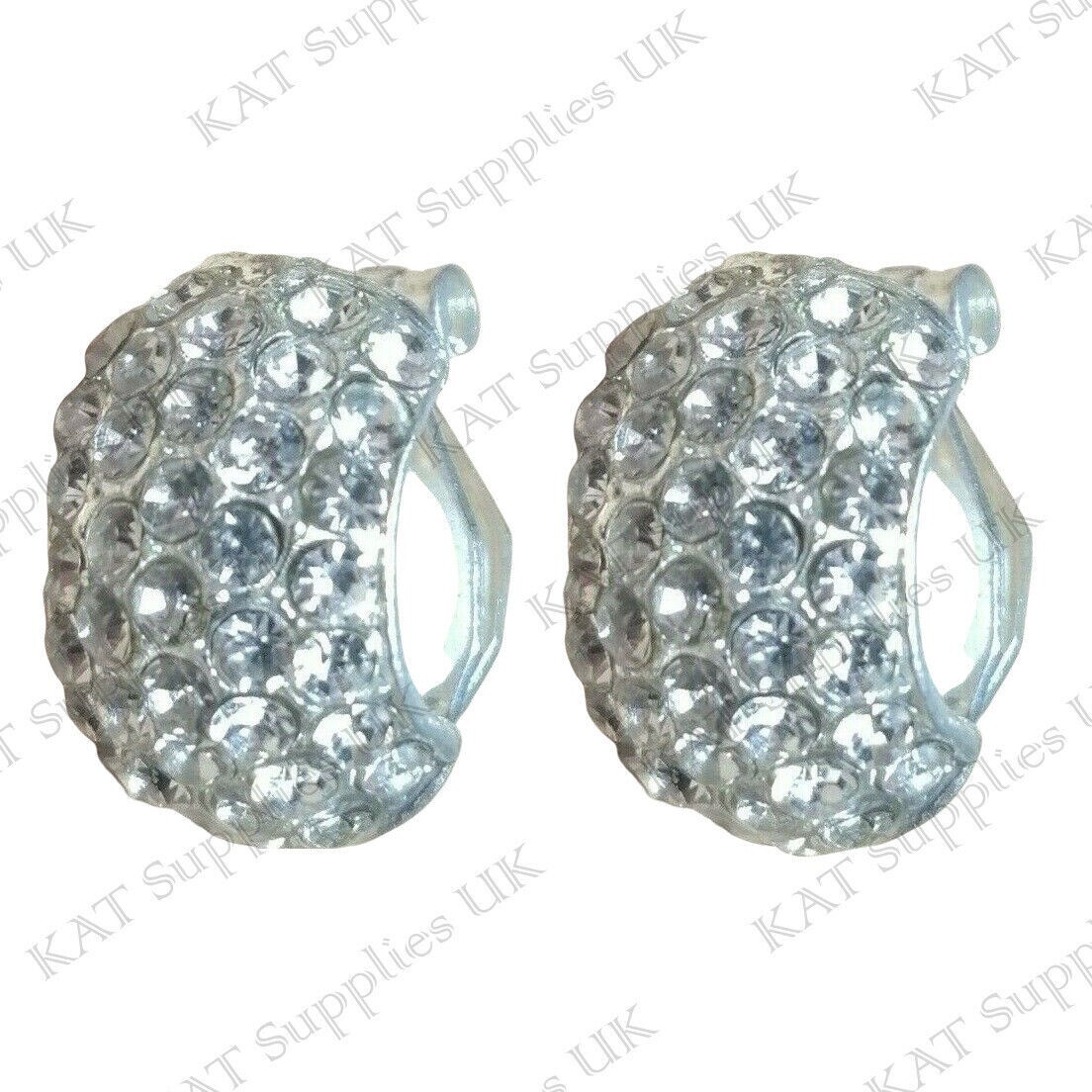 CLIP ON Earrings Womens Non Pierced Dangle Vintage Silver Gold Rhinestone Stud