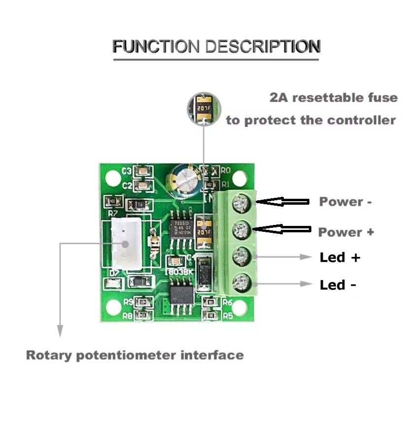 PWM LED Dimmer Module 3V-12V DC Brightness Speed Controller Model Railway LEDs - Picture 4 of 4