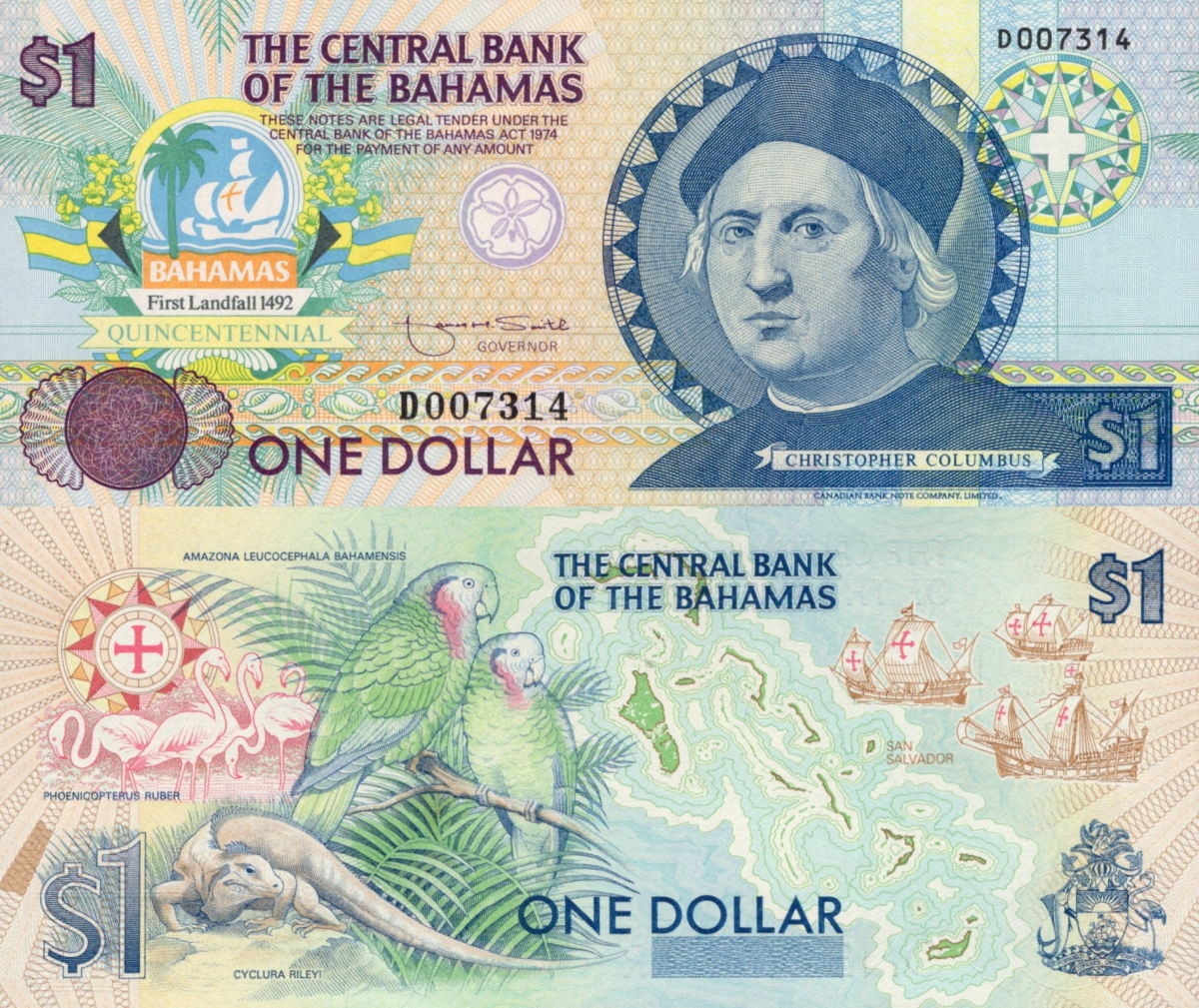Bahamas 1 Dollar 1947 / 1992 P 50 UNC Commemurative