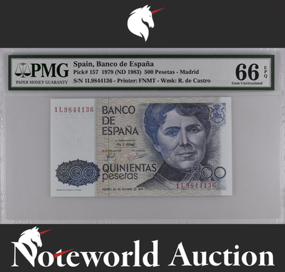 Spain 500 Pesetas 1979 (ND 1983) P 157 UNC PMG 66 EPQ 3rd TOP POP