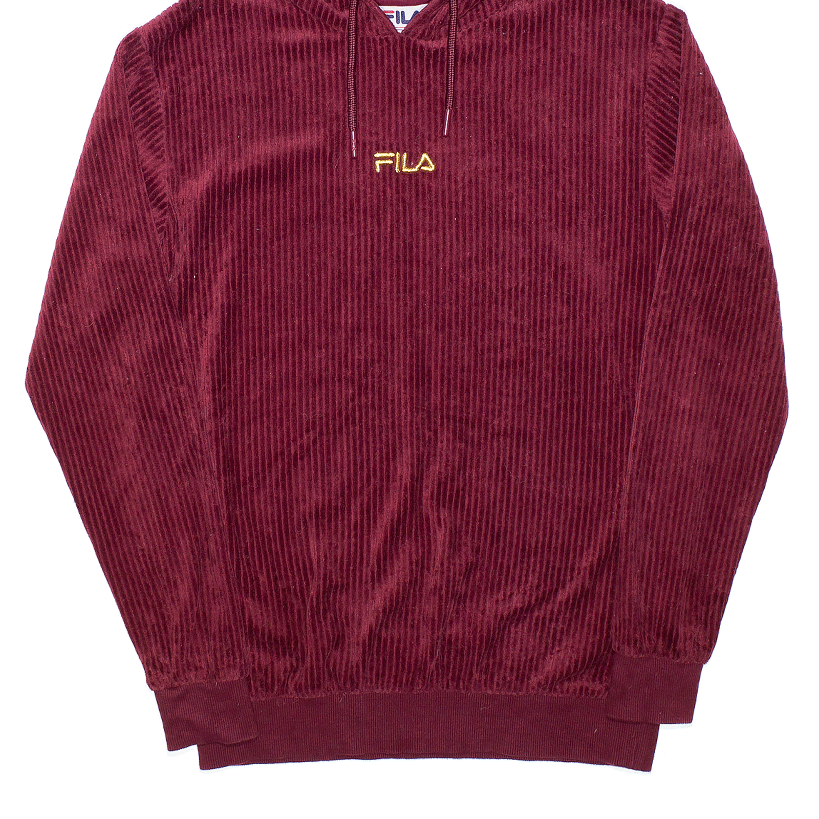 Felpa con cappuccio FILA donna sportiva in velluto a coste marrone pullover XXS