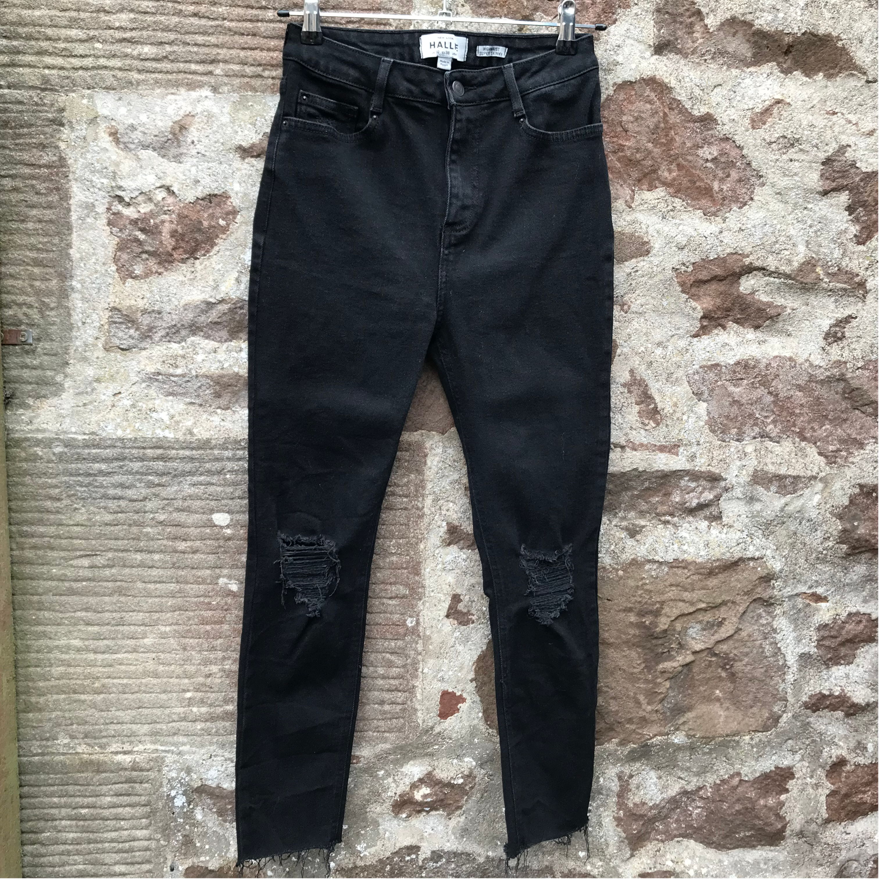 New Look Black Hallie High Waist Super Skinny Jeans Size 10