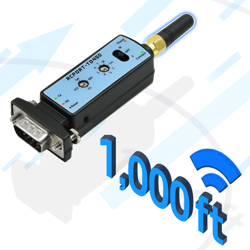 CHIPSEN RCPORT TD450 Bluetooth to RS422/485 Serial Adapter 1000 feet transmit range