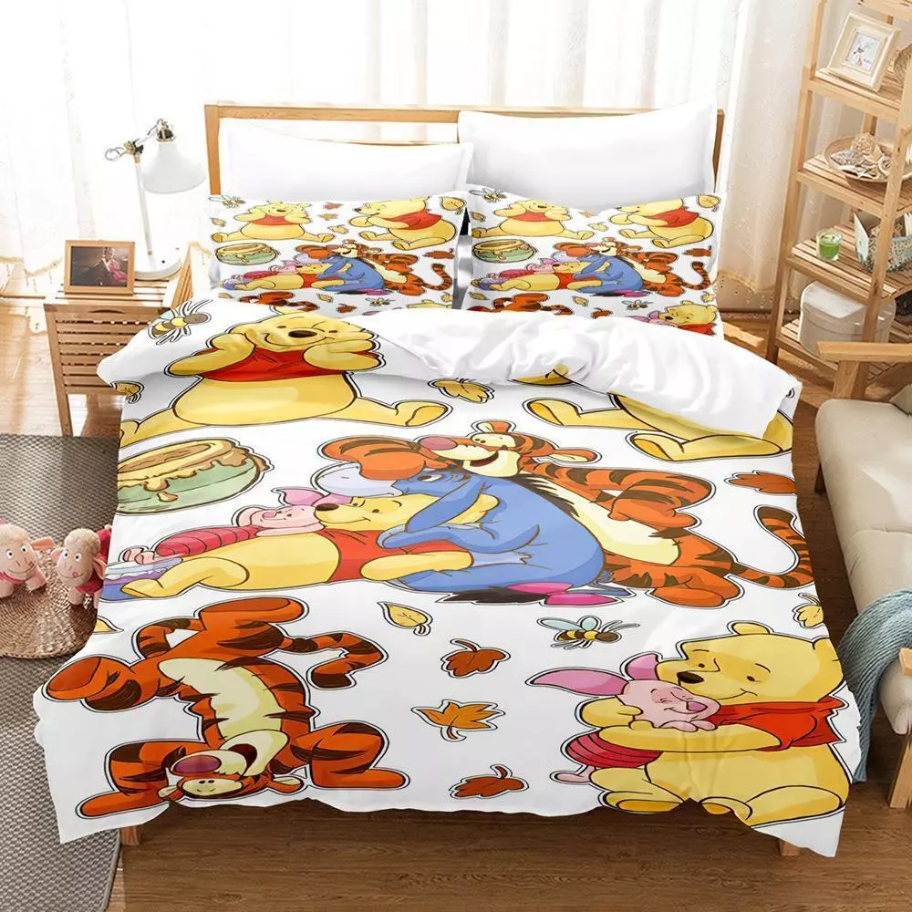 Pooh Bear Piglet Tigger And Eeyore Best Friends Forever 3D Quilt Bedding Set - Picture 1 of 3