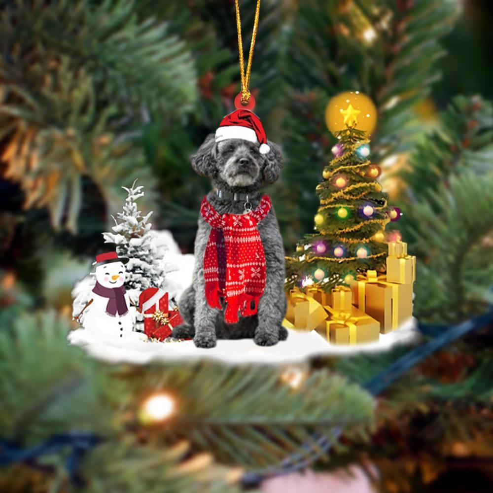 Merry Christmas Schnoodle Flat 2D Acrylic Ornament Christmas Gift Decoration - Picture 1 of 3