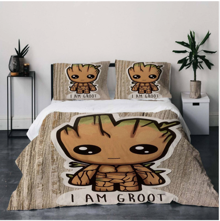 Cute Baby Groot Guardians Of The Galaxy I Am Groot 3D Quilt Bedding Set US SIZE - Picture 3 of 3