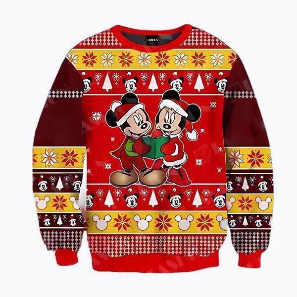 Mickey And Minnie Thanksgiving Christmas Premium 3D SWEATER US SIZE BEST PRICE - Picture 1 of 3