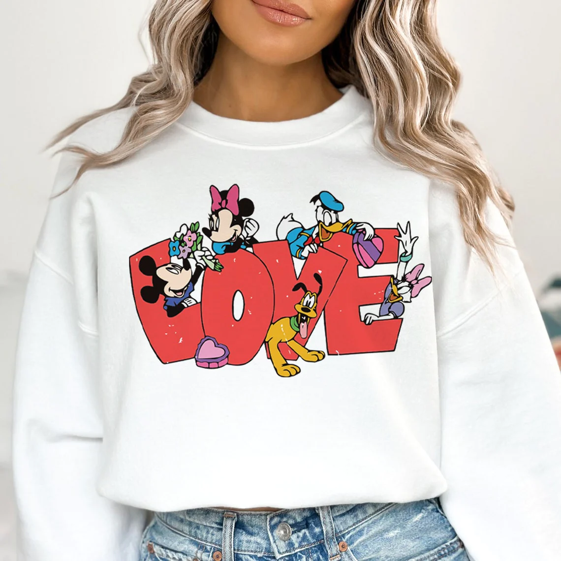 Mickey And Friends Love Valentine's Day Love Season Vibes 3D SWEATER Best Price - Picture 1 of 3