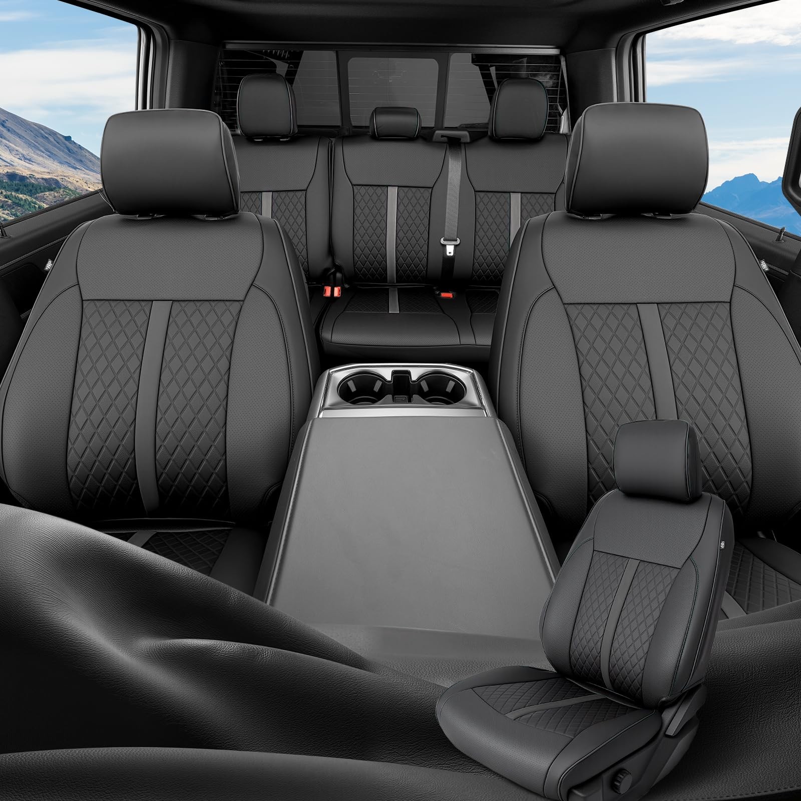Ford F150 Seat Covers: 2015-2026 SuperCrew/Crew Cab, Full Set Faux