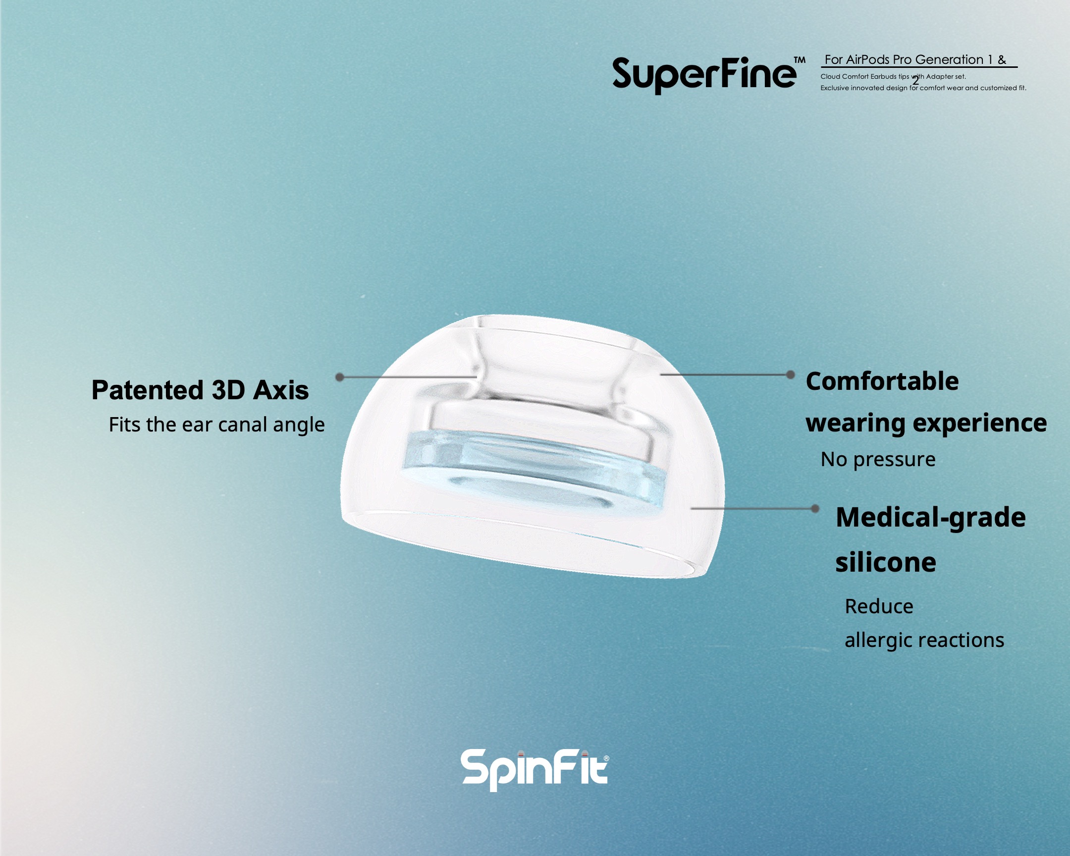 SpinFit SuperFine - Exclusively designed for AirPods Pro Gen 1 & 2 - Size SS - Zdjęcie 9 z 16