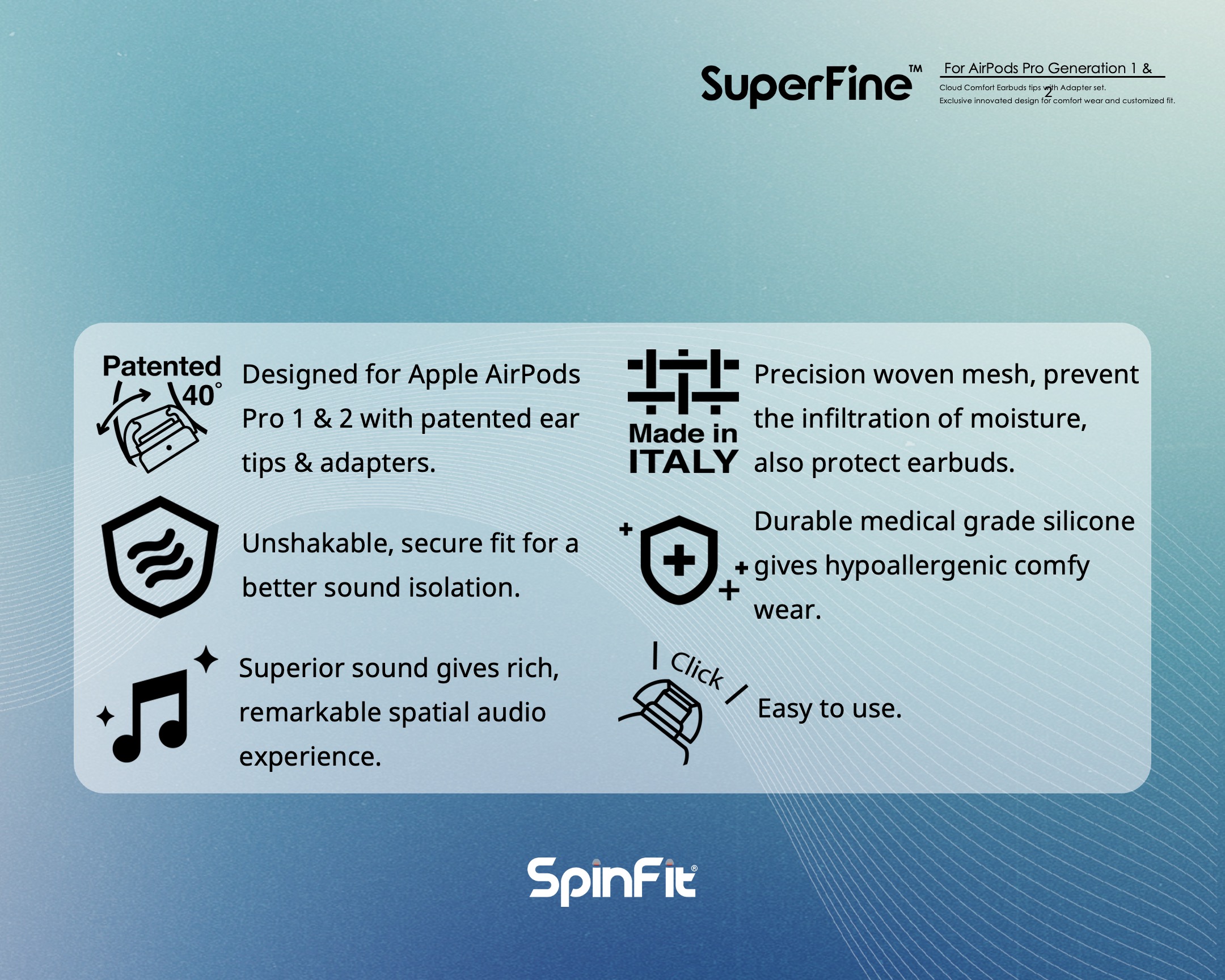 SpinFit SuperFine - Exclusively designed for AirPods Pro Gen 1 & 2 - Size SS - Zdjęcie 10 z 16