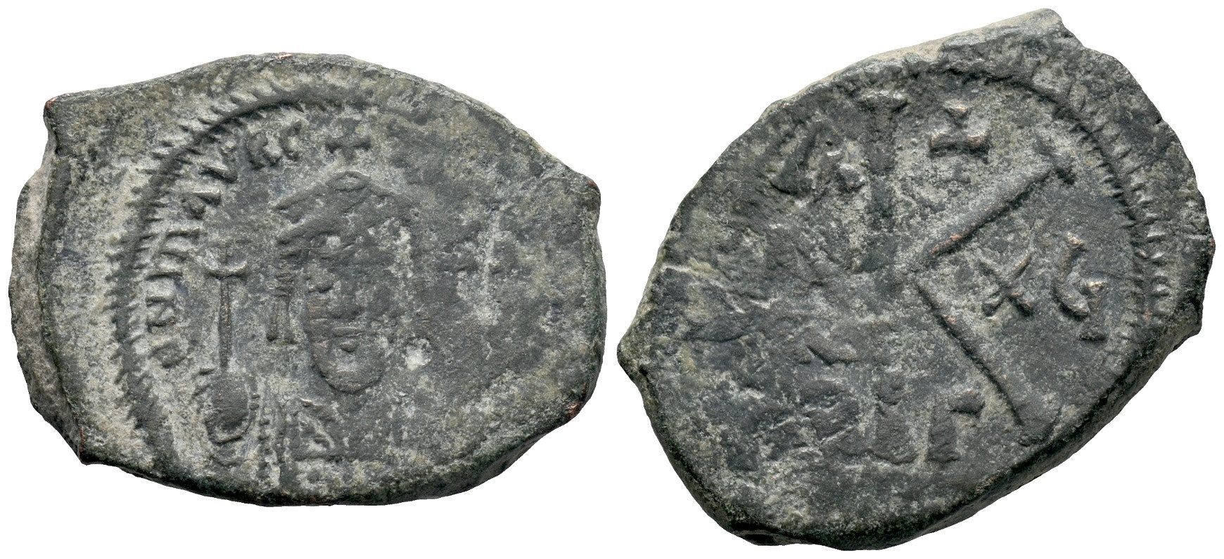 Byzantine Bronze 20 Nummi - Constantinople 582-602 AD - Maurice Tiberius - Picture 1 of 4