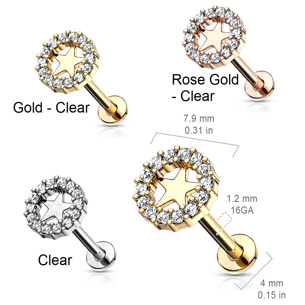 Internally threaded Labret * choose style + length * Cartilage, Tragus ...