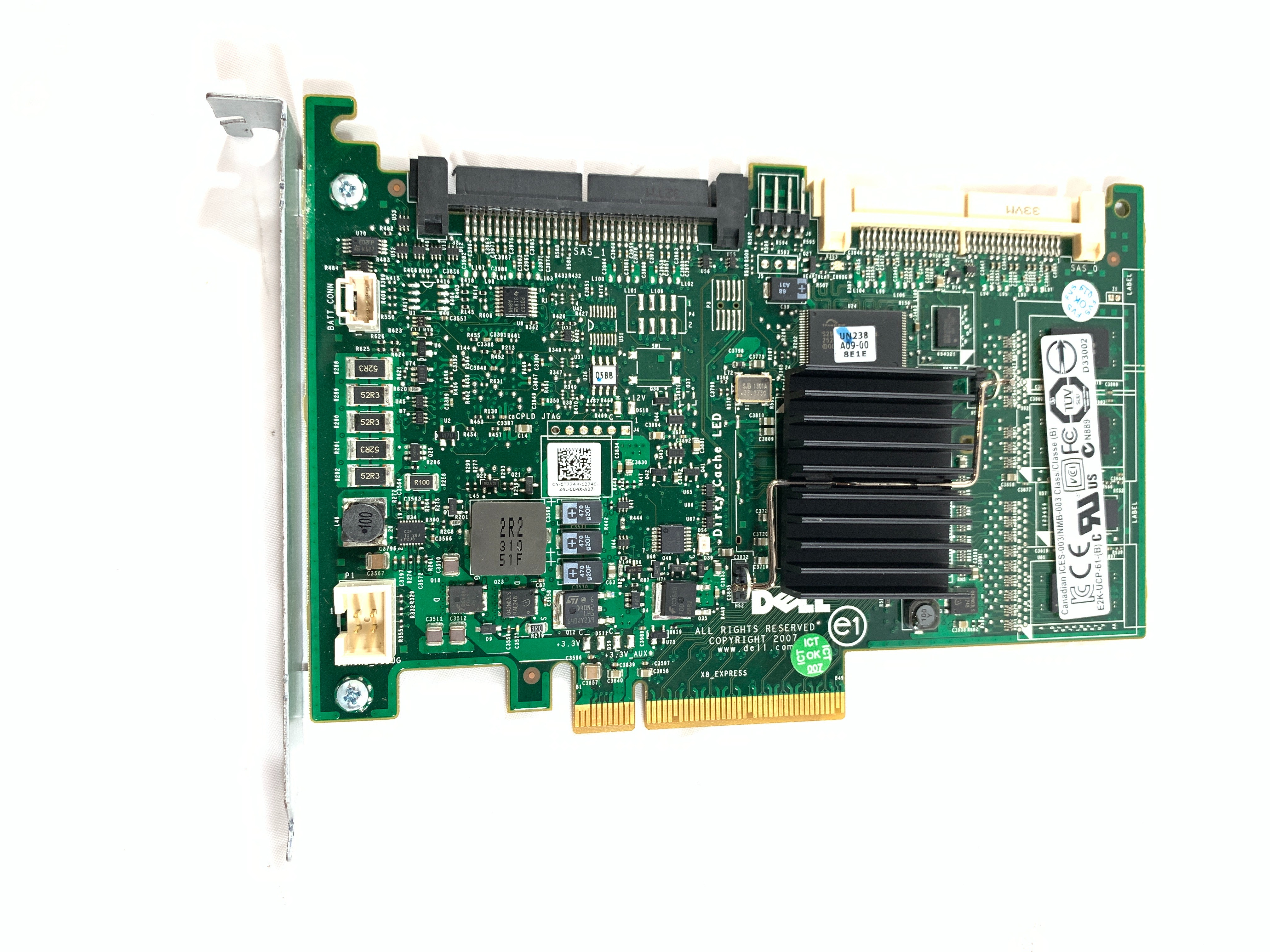 Dell PowerEdge PERC 6i SAS Dual Channel 256MB 3 GB RAID Controller T774H 0T774H - Picture 1 of 4